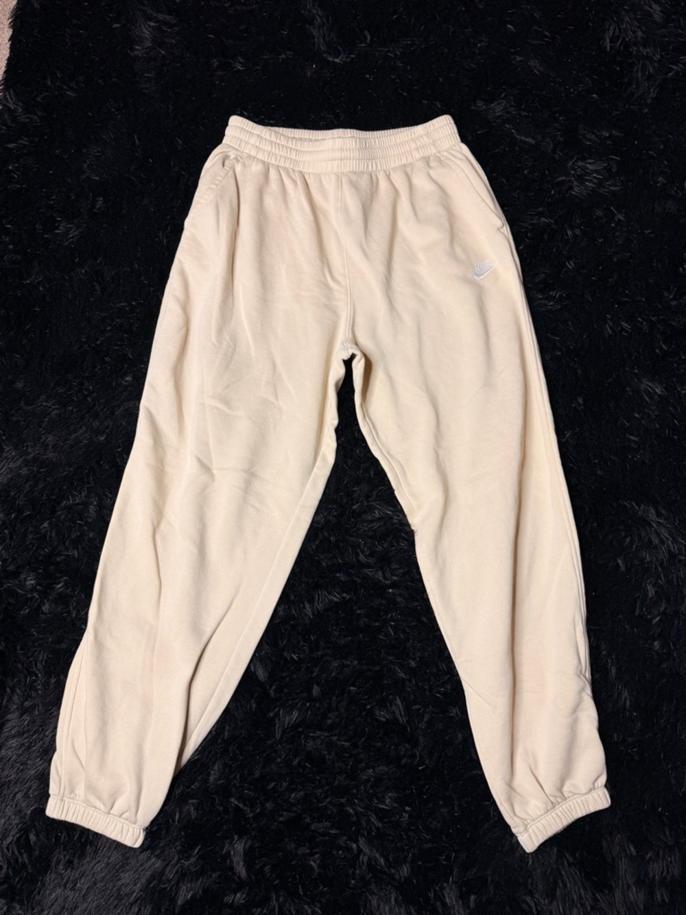 Nike Kids Cream Sweatpants with Embroidered Swoosh